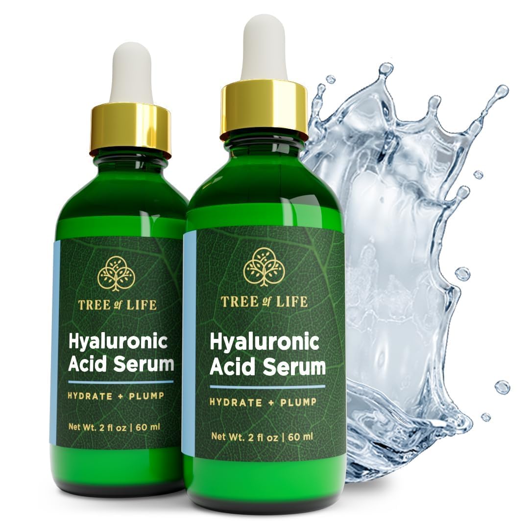 Tree of Life Hyaluronic Acid Serum For Face - Deep Hydration for Dry, Dehydrated, & Sensitive Skin - Dermatologist Tested - Moisturizing Treatment for Smooth Skin, 2 Fl Oz