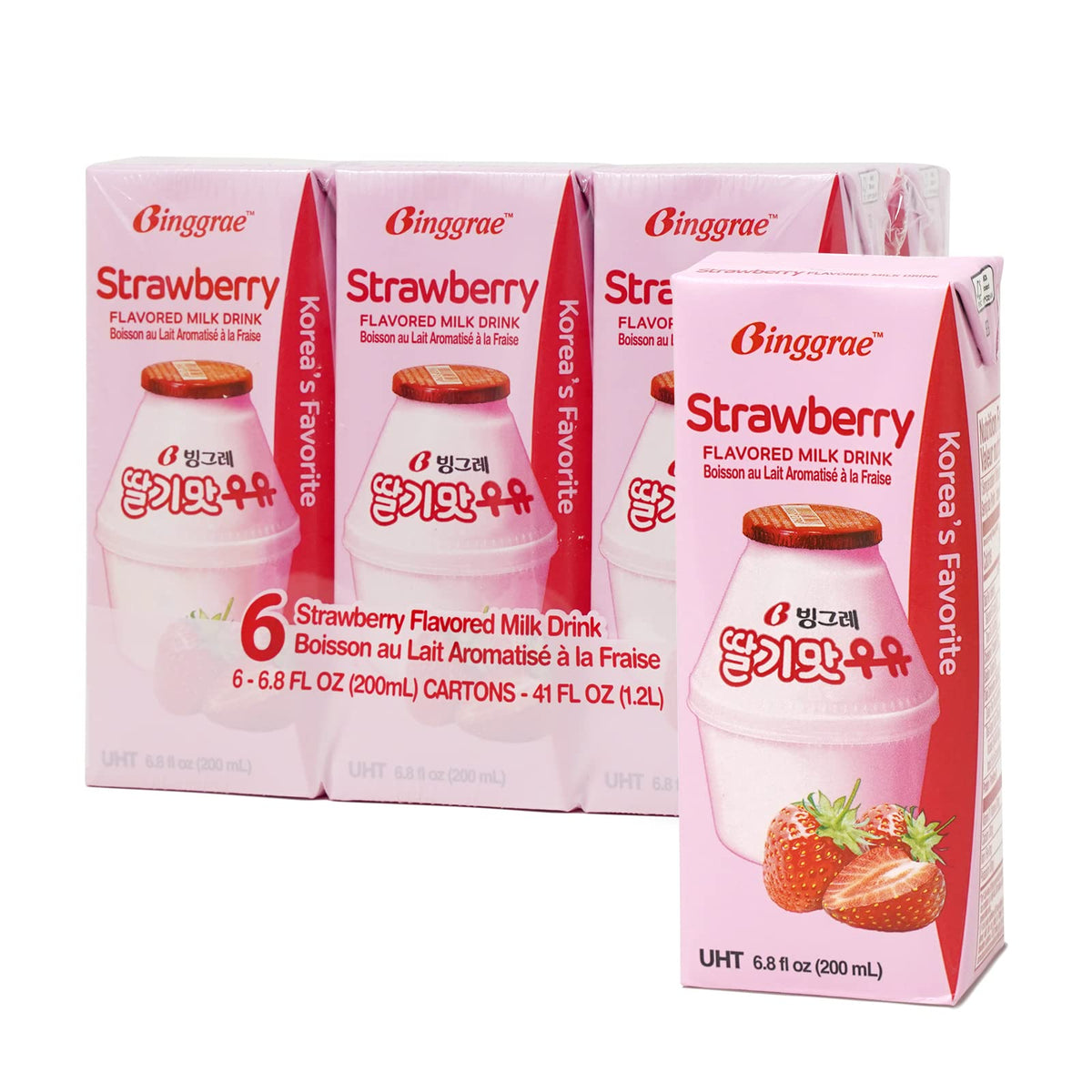 Binggrae Variety Banana, Strawberry, Melon Flavored Milk Drink 6 Packs