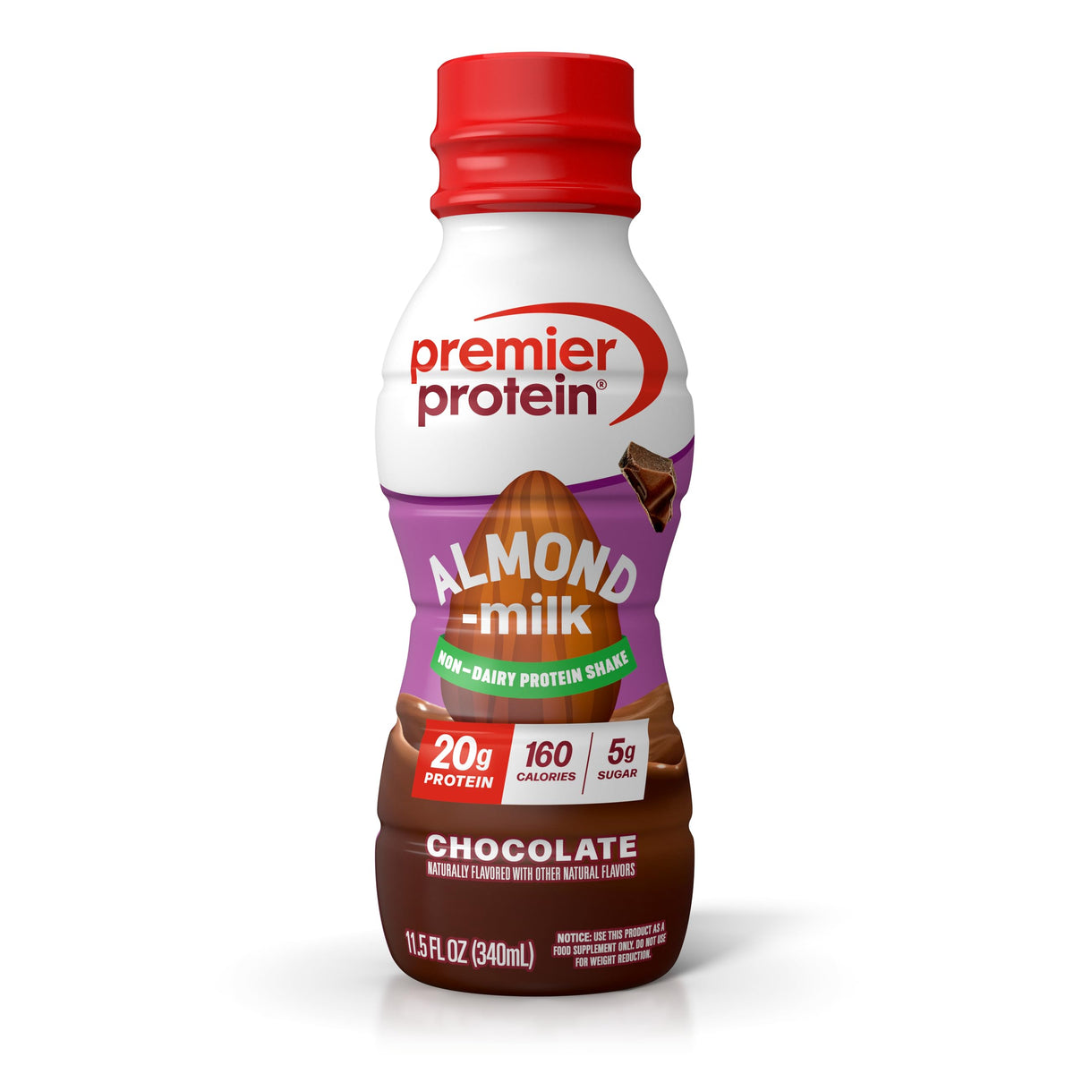 Premier Protein Non-Dairy Almondmilk Protein Shake, 20g, Chocolate, 12 Pack