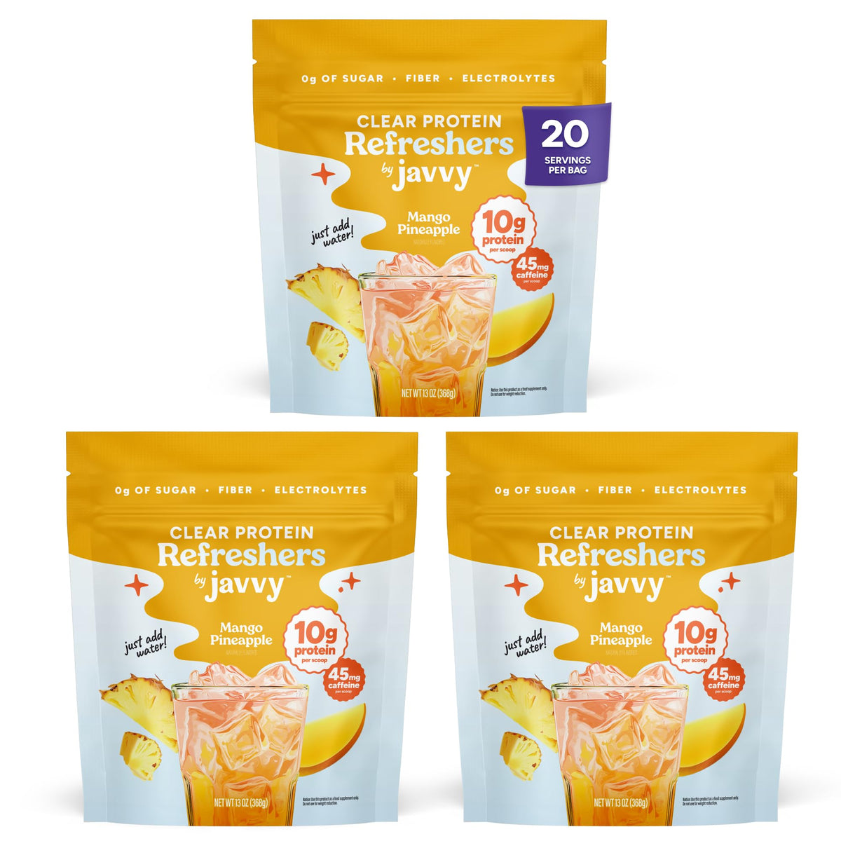 Javvy Clear Protein Powder with Clear Whey Protein, Pineapple Mango