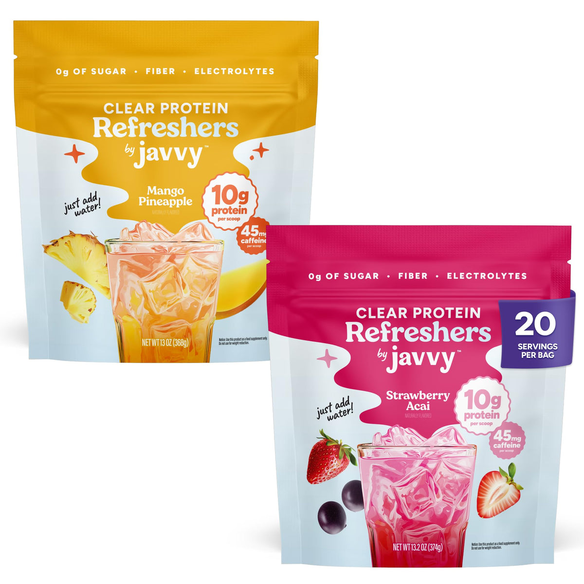 Javvy Clear Protein Powder with Clear Whey Protein, Pineapple Mango