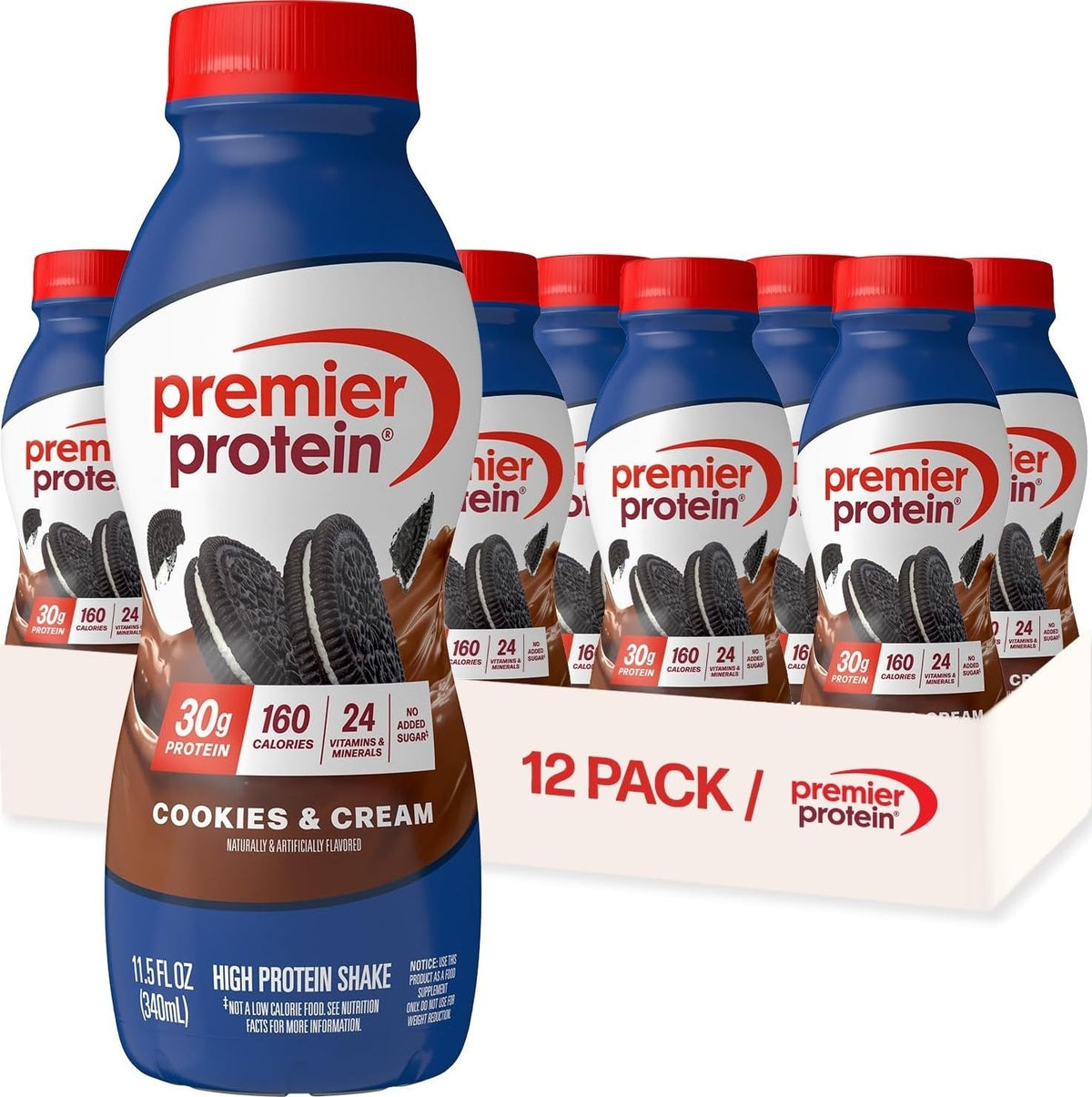 Premier Protein 30g High Protein Shake, Peaches & Cream, 12 Pack