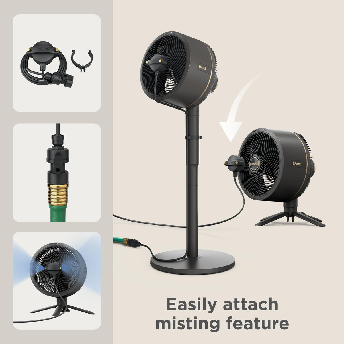 Shark FlexBreeze Pro Mist 2-in-1 Fan with Integrated Mist, Blush, FA300PK2