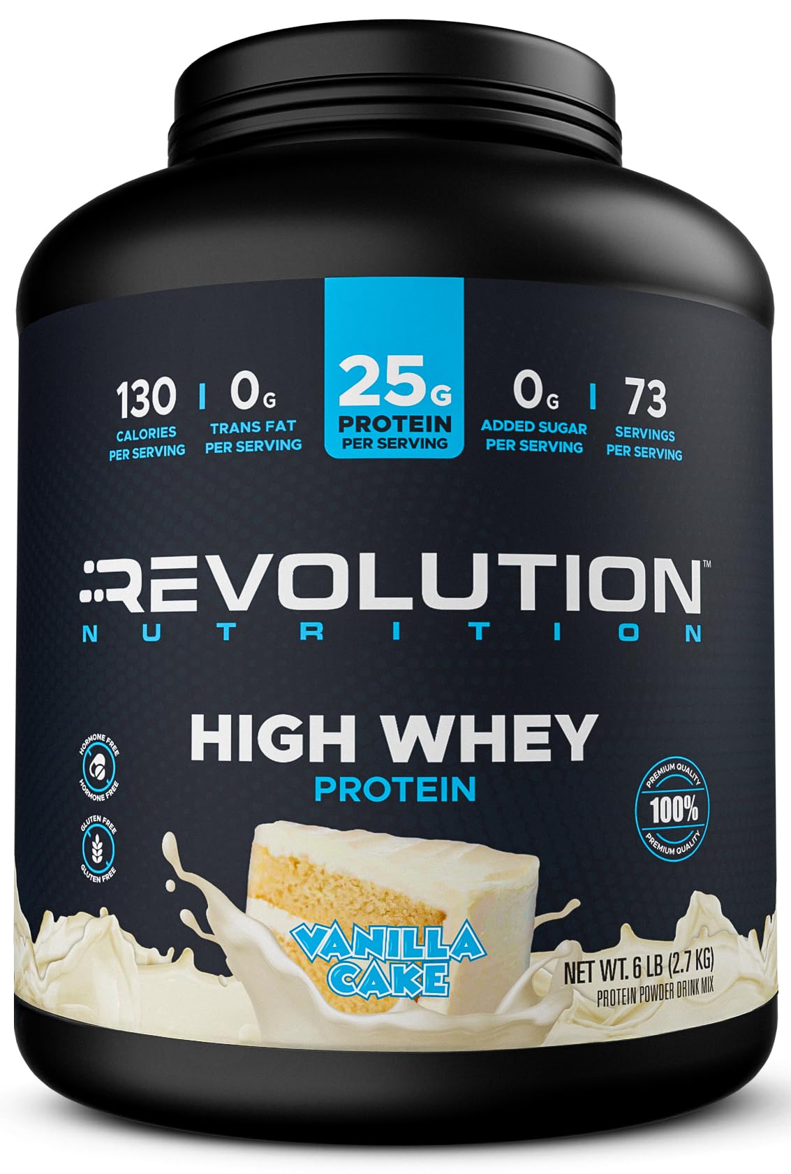 Revolution Nutrition, High Whey, Protein Powder 2LB, Whey Isolate, Gluten Free, Lean Muscle Mass for Men & Women, 25g of Protein Per Scoop, 908 g, 24 Servings (Caramel Iced Cappuccino, 2 Pound)