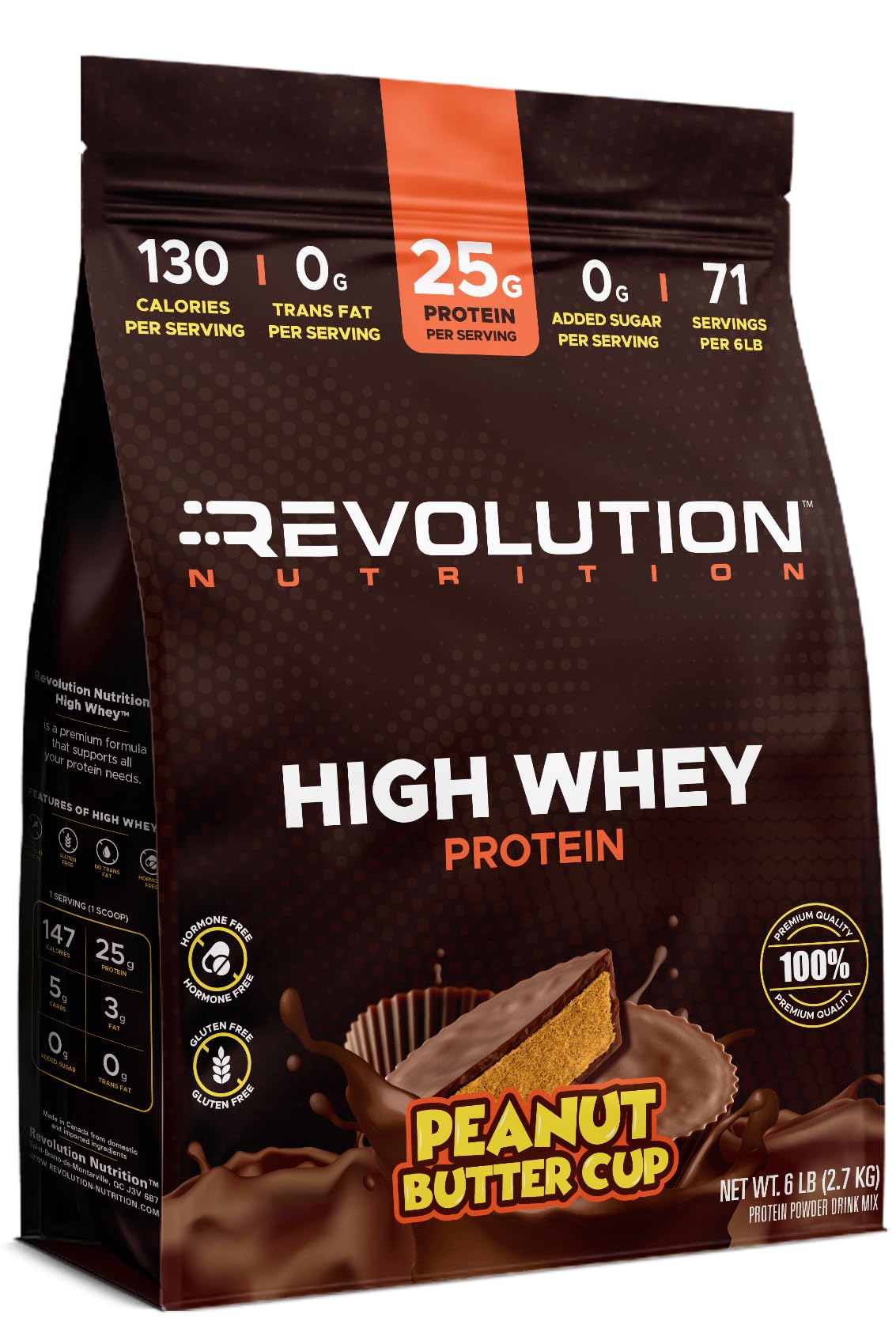 Revolution Nutrition, High Whey, Protein Powder 2LB, Whey Isolate, Gluten Free, Lean Muscle Mass for Men & Women, 25g of Protein Per Scoop, 908 g, 24 Servings (Caramel Iced Cappuccino, 2 Pound)