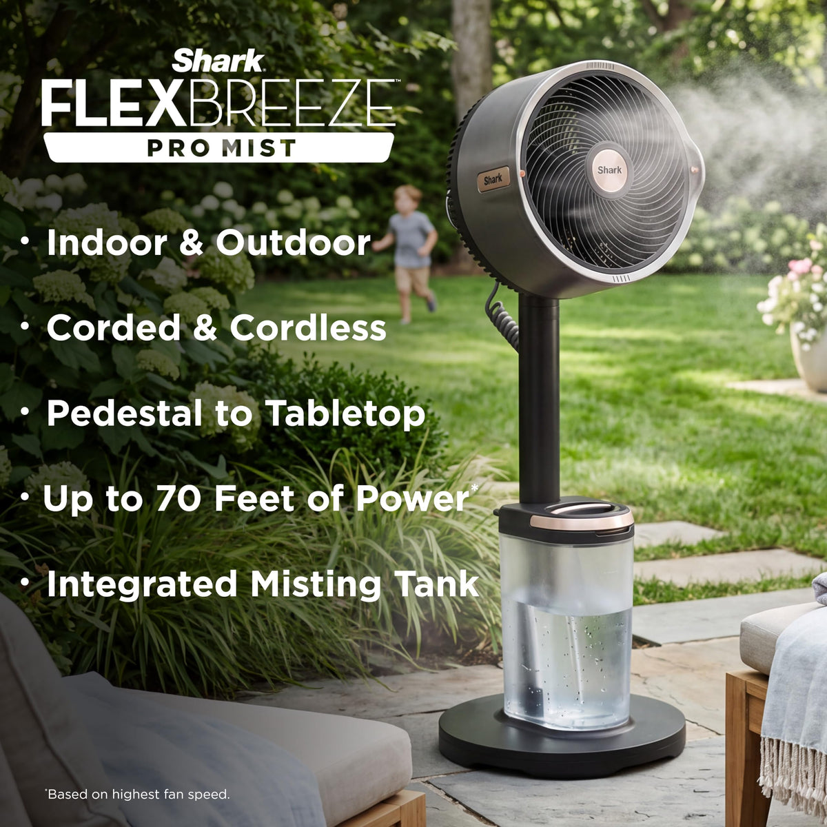 Shark FlexBreeze Pro Mist 2-in-1 Fan with Integrated Mist, Blush, FA300PK2