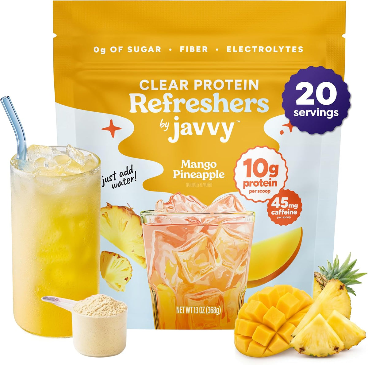 Javvy Clear Protein Powder with Clear Whey Protein, Pineapple Mango