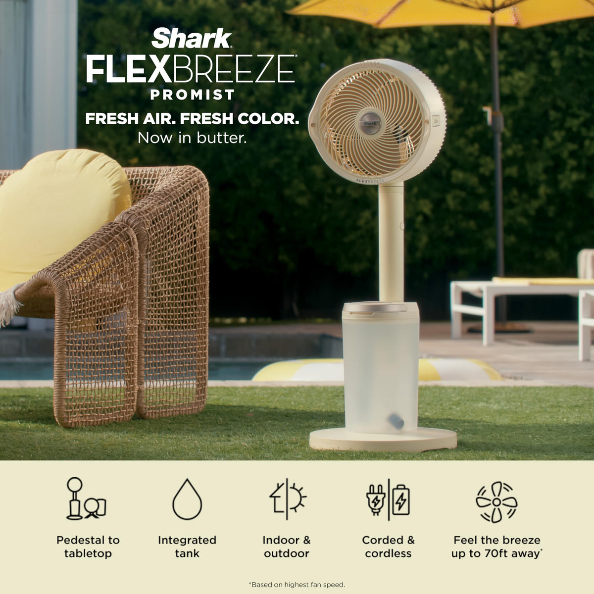 Shark FlexBreeze Pro Mist 2-in-1 Fan with Integrated Mist, Blush, FA300PK2
