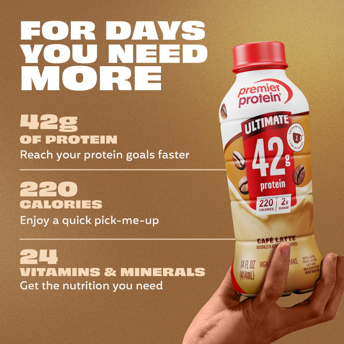 Premier Protein ULTIMATE 42g High Protein Shake, Chocolate, 12 Pack
